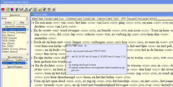 Afbeelding 1: venster van de Online Bible